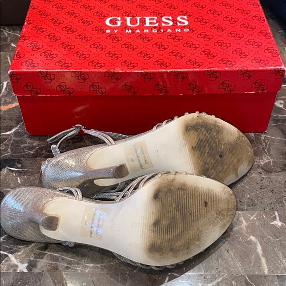 Guess Open Toe Heels Silver/Gold Sparkle 7.5M - Picture 8 of 8